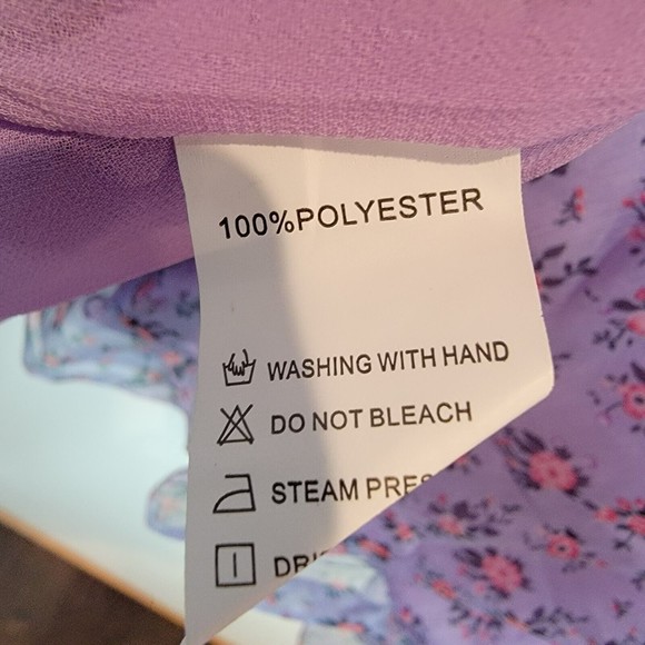 Aachoae Women's Large Purple Floral Pattern Ruffle Trim True Wrap D… - Picture 8 of 9